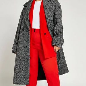Herringbone Oversize Longline Coat RIVER ISLAND
